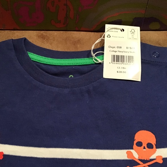 BODEN NWT AUTHENTIC BRETON STRIPES NAVY/WHITE 100% COTTON SKULL DESIGN TSHIRT - Picture 9 of 10